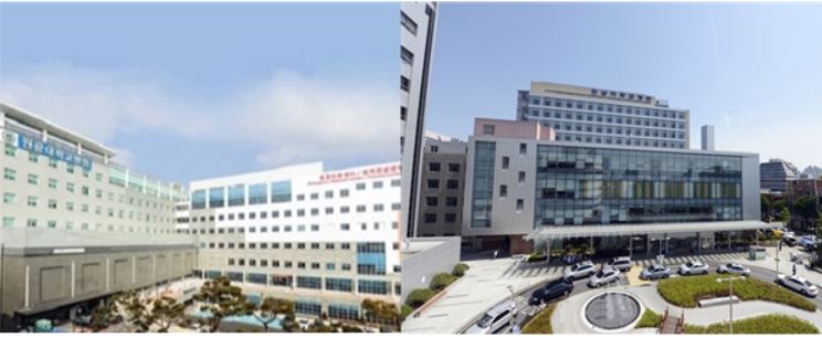 원광대병원(왼쪽)과 전남대병원 전경