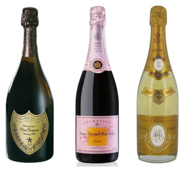 돔페리뇽 모엣샹동(왼쪽부터), 뵈브 클리코 로제,  루이 로드레 크리스탈 브뤼